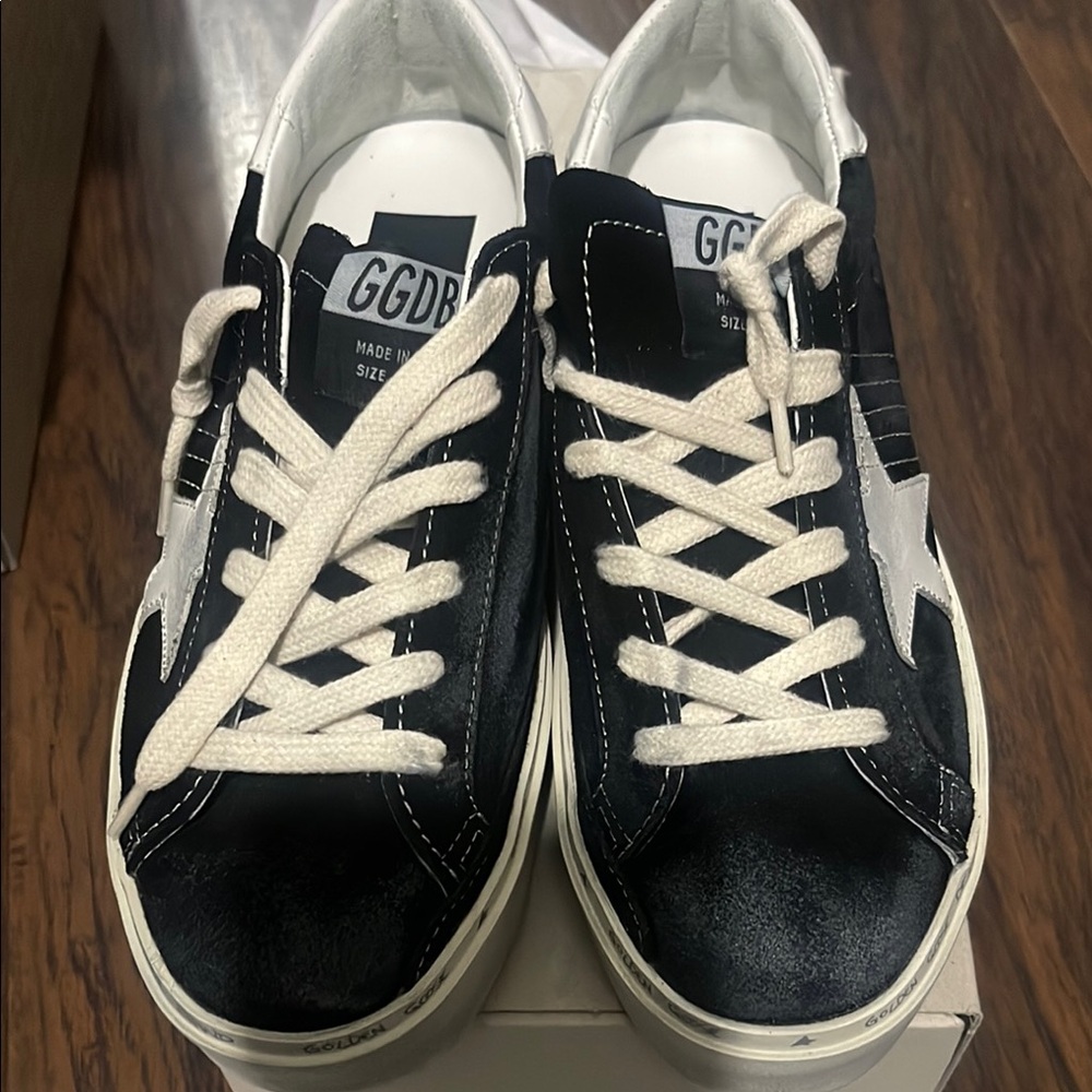 SALE: Authentic Golden Goose Hi Star Sneakers in Black and Milky White